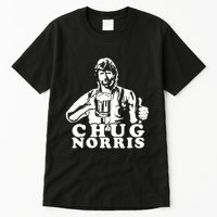 Chug Chuck Norris Funny Beer Drinking Hilarious Party 80s 90s Movie Tall T-Shirt