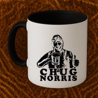 Chug Chuck Norris Funny Beer Drinking Hilarious Party 80s 90s Movie Mug