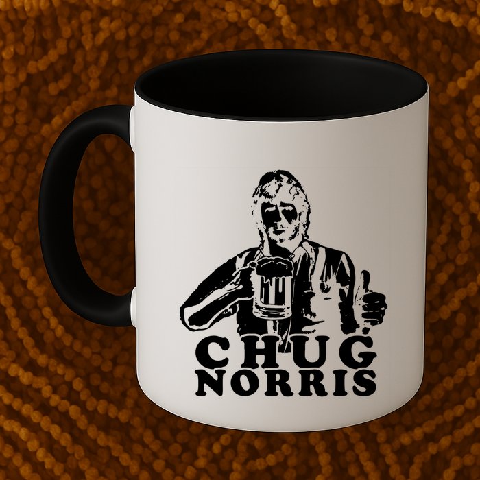 Chug Chuck Norris Funny Beer Drinking Hilarious Party 80s 90s Movie Mug