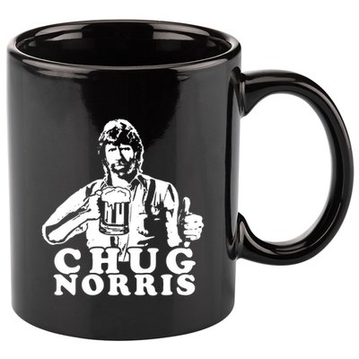 Chug Chuck Norris Funny Beer Drinking Hilarious Party 80s 90s Movie 11oz C Handle Ceramic Mug