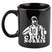Chug Chuck Norris Funny Beer Drinking Hilarious Party 80s 90s Movie 11oz C Handle Ceramic Mug