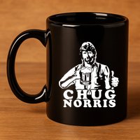Chug Chuck Norris Funny Beer Drinking Hilarious Party 80s 90s Movie 11oz C Handle Ceramic Mug