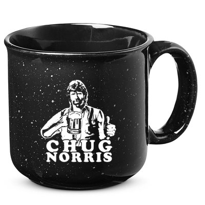 Chug Chuck Norris Funny Beer Drinking Hilarious Party 80s 90s Movie 15oz Campfire Ceramic Mug