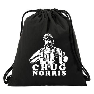 Chug Chuck Norris Funny Beer Drinking Hilarious Party 80s 90s Movie Drawstring Bag