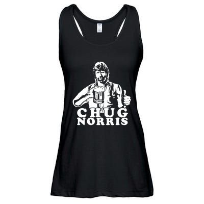 Chug Chuck Norris Funny Beer Drinking Hilarious Party 80s 90s Movie Ladies Essential Flowy Tank