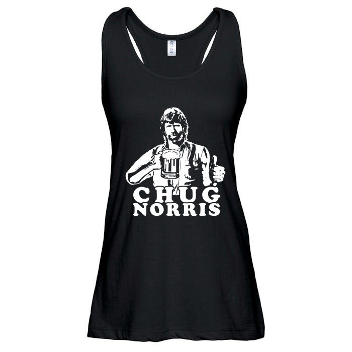 Chug Chuck Norris Funny Beer Drinking Hilarious Party 80s 90s Movie Ladies Essential Flowy Tank