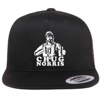 Chug Chuck Norris Funny Beer Drinking Hilarious Party 80s 90s Movie Flatbill Hat