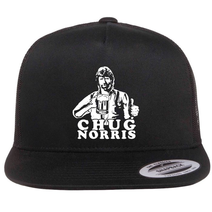 Chug Chuck Norris Funny Beer Drinking Hilarious Party 80s 90s Movie Flatbill Hat