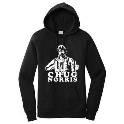 Chug Chuck Norris Funny Beer Drinking Hilarious Party 80s 90s Movie Women's Pullover Hoodie