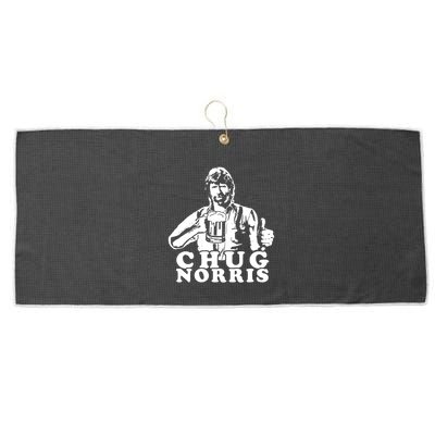 Chug Chuck Norris Funny Beer Drinking Hilarious Party 80s 90s Movie Large Microfiber Waffle Golf Towel