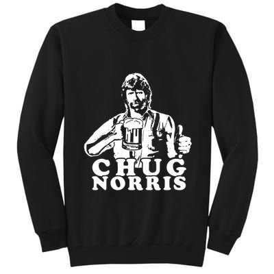 Chug Chuck Norris Funny Beer Drinking Hilarious Party 80s 90s Movie Tall Sweatshirt