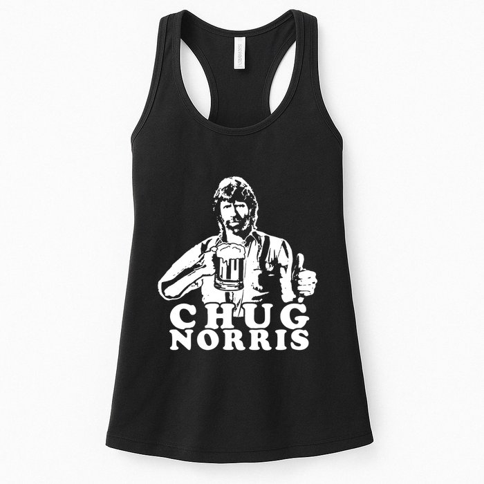 Chug Chuck Norris Funny Beer Drinking Hilarious Party 80s 90s Movie Womens Tank Top