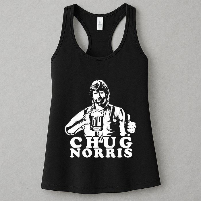 Chug Chuck Norris Funny Beer Drinking Hilarious Party 80s 90s Movie Womens Tank Top