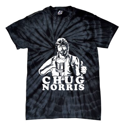 Chug Chuck Norris Funny Beer Drinking Hilarious Party 80s 90s Movie Tie-Dye T-Shirt