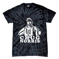 Chug Chuck Norris Funny Beer Drinking Hilarious Party 80s 90s Movie Tie-Dye T-Shirt