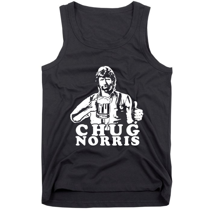 Chug Chuck Norris Funny Beer Drinking Hilarious Party 80s 90s Movie Tank Top