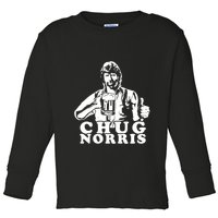 Chug Chuck Norris Funny Beer Drinking Hilarious Party 80s 90s Movie Toddler Long Sleeve Shirt
