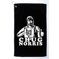 Chug Chuck Norris Funny Beer Drinking Hilarious Party 80s 90s Movie Golf Towel
