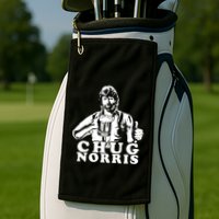 Chug Chuck Norris Funny Beer Drinking Hilarious Party 80s 90s Movie Golf Towel