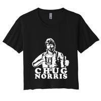 Chug Chuck Norris Funny Beer Drinking Hilarious Party 80s 90s Movie Crop Top