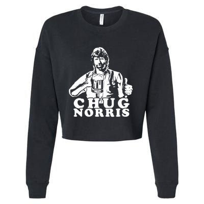 Chug Chuck Norris Funny Beer Drinking Hilarious Party 80s 90s Movie Cropped Pullover Crew
