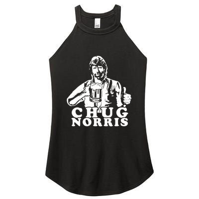 Chug Chuck Norris Funny Beer Drinking Hilarious Party 80s 90s Movie Women's Perfect Tri Rocker Tank