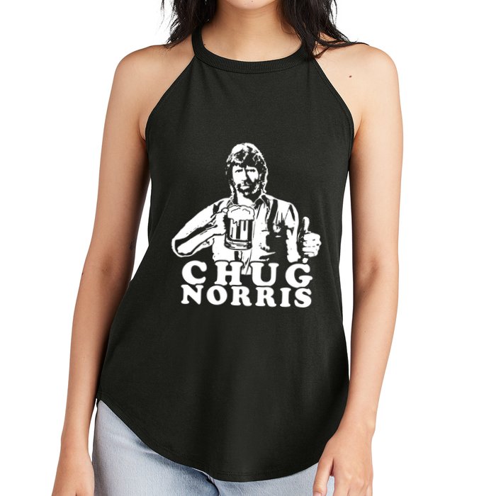 Chug Chuck Norris Funny Beer Drinking Hilarious Party 80s 90s Movie Women's Perfect Tri Rocker Tank