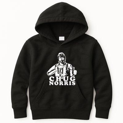 Chug Chuck Norris Funny Beer Drinking Hilarious Party 80s 90s Movie Kids Hoodie