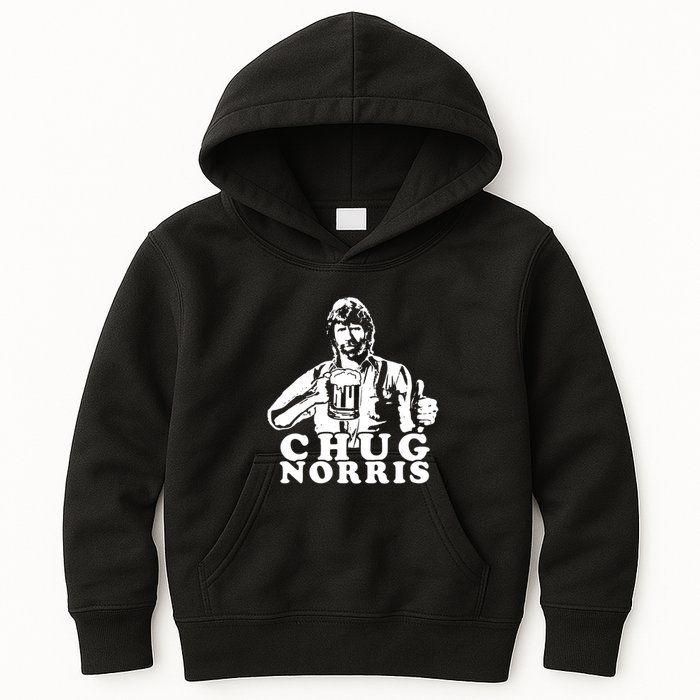 Chug Chuck Norris Funny Beer Drinking Hilarious Party 80s 90s Movie Kids Hoodie