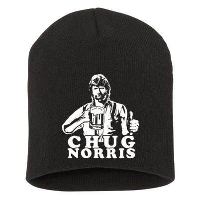 Chug Chuck Norris Funny Beer Drinking Hilarious Party 80s 90s Movie Short Acrylic Beanie