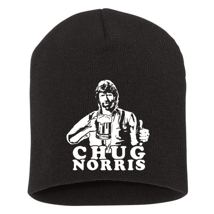 Chug Chuck Norris Funny Beer Drinking Hilarious Party 80s 90s Movie Short Acrylic Beanie