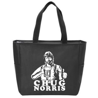 Chug Chuck Norris Funny Beer Drinking Hilarious Party 80s 90s Movie Zip Tote Bag