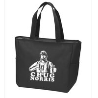 Chug Chuck Norris Funny Beer Drinking Hilarious Party 80s 90s Movie Zip Tote Bag