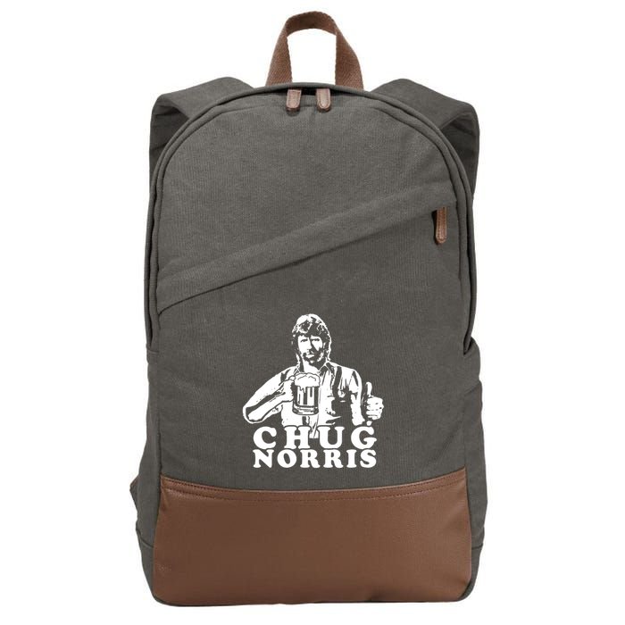 Chug Chuck Norris Funny Beer Drinking Hilarious Party 80s 90s Movie Cotton Canvas Backpack