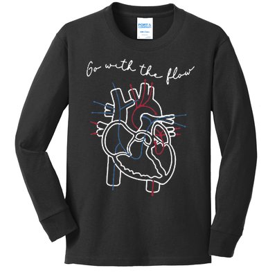 CVICU Cardiac Nurse Anatomy Cardiology Human Heart Flow Kids Long Sleeve Shirt