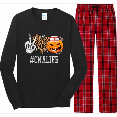 Cna Certified Nursing Assistant Peace Love Pumpkin Halloween Gift Long Sleeve Pajama Set