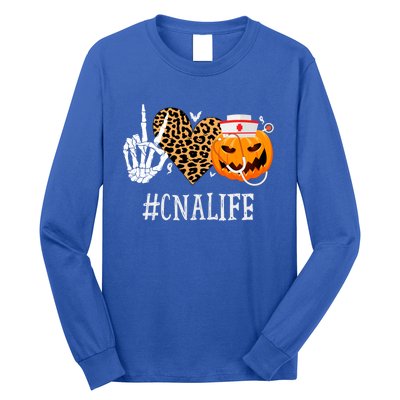 Cna Certified Nursing Assistant Peace Love Pumpkin Halloween Gift Long Sleeve Shirt