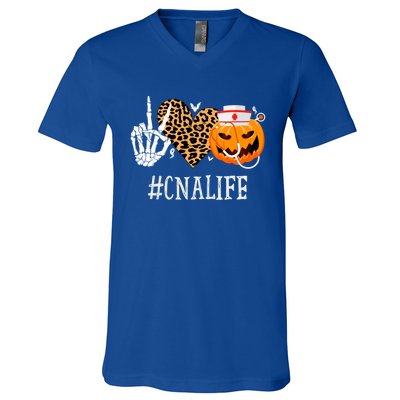 Cna Certified Nursing Assistant Peace Love Pumpkin Halloween Gift V-Neck T-Shirt