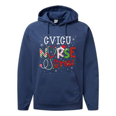 CVICU Christmas Nurse Crew Funny Nursing Christmas Pattern Performance Fleece Hoodie