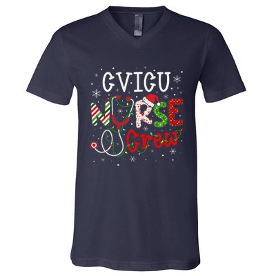 CVICU Christmas Nurse Crew Funny Nursing Christmas Pattern V-Neck T-Shirt