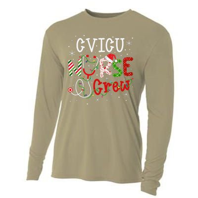 CVICU Christmas Nurse Crew Funny Nursing Christmas Pattern Cooling Performance Long Sleeve Crew