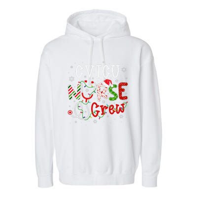 CVICU Christmas Nurse Crew Funny Nursing Christmas Pattern Garment-Dyed Fleece Hoodie