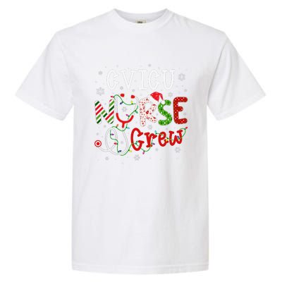 CVICU Christmas Nurse Crew Funny Nursing Christmas Pattern Garment-Dyed Heavyweight T-Shirt