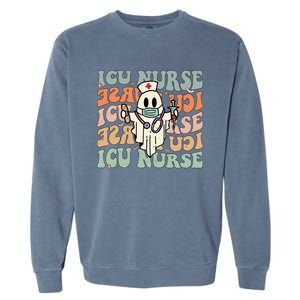 Critical Care Nurse Icu Neonatal Groovy Halloween Nursing Garment-Dyed Sweatshirt