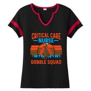 Critical Care Nurse Gobble Squad Turkey Thanksgiving Nurses Gift Ladies Halftime Notch Neck Tee