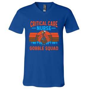 Critical Care Nurse Gobble Squad Turkey Thanksgiving Nurses Gift V-Neck T-Shirt