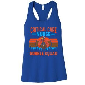 Critical Care Nurse Gobble Squad Turkey Thanksgiving Nurses Gift Women's Racerback Tank