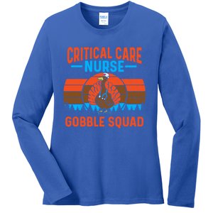 Critical Care Nurse Gobble Squad Turkey Thanksgiving Nurses Gift Ladies Long Sleeve Shirt