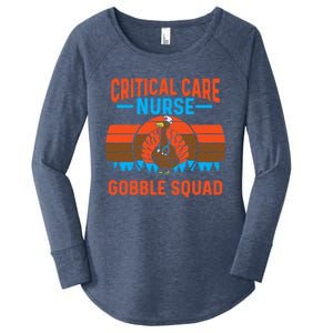 Critical Care Nurse Gobble Squad Turkey Thanksgiving Nurses Gift Women's Perfect Tri Tunic Long Sleeve Shirt