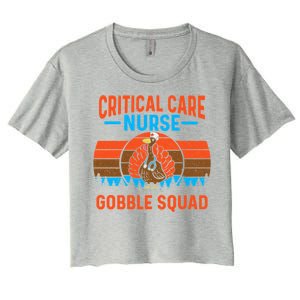 Critical Care Nurse Gobble Squad Turkey Thanksgiving Nurses Gift Women's Crop Top Tee